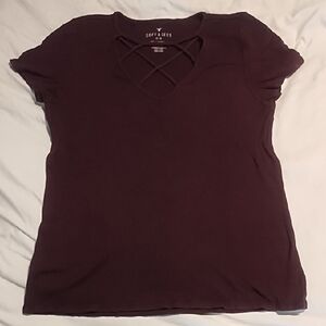 Soft & Sexy Women's Short Sleeve Top - Plum